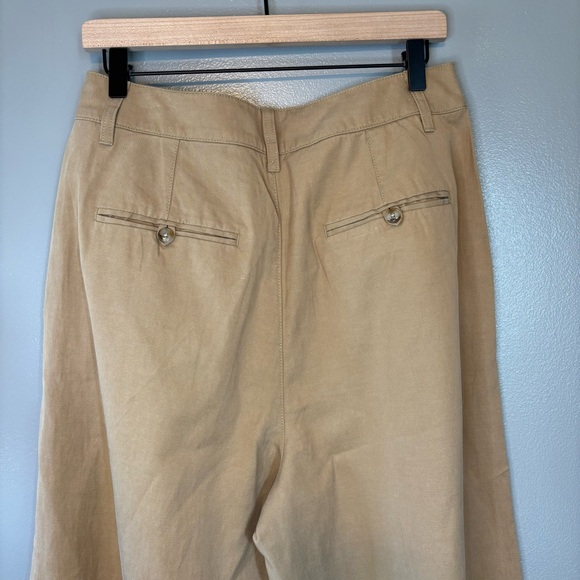 NWT Madewell sz 8 The Harlow Wide Leg Pleated Pant Linen Blend Trouser Khaki Tan - Picture 5 of 8